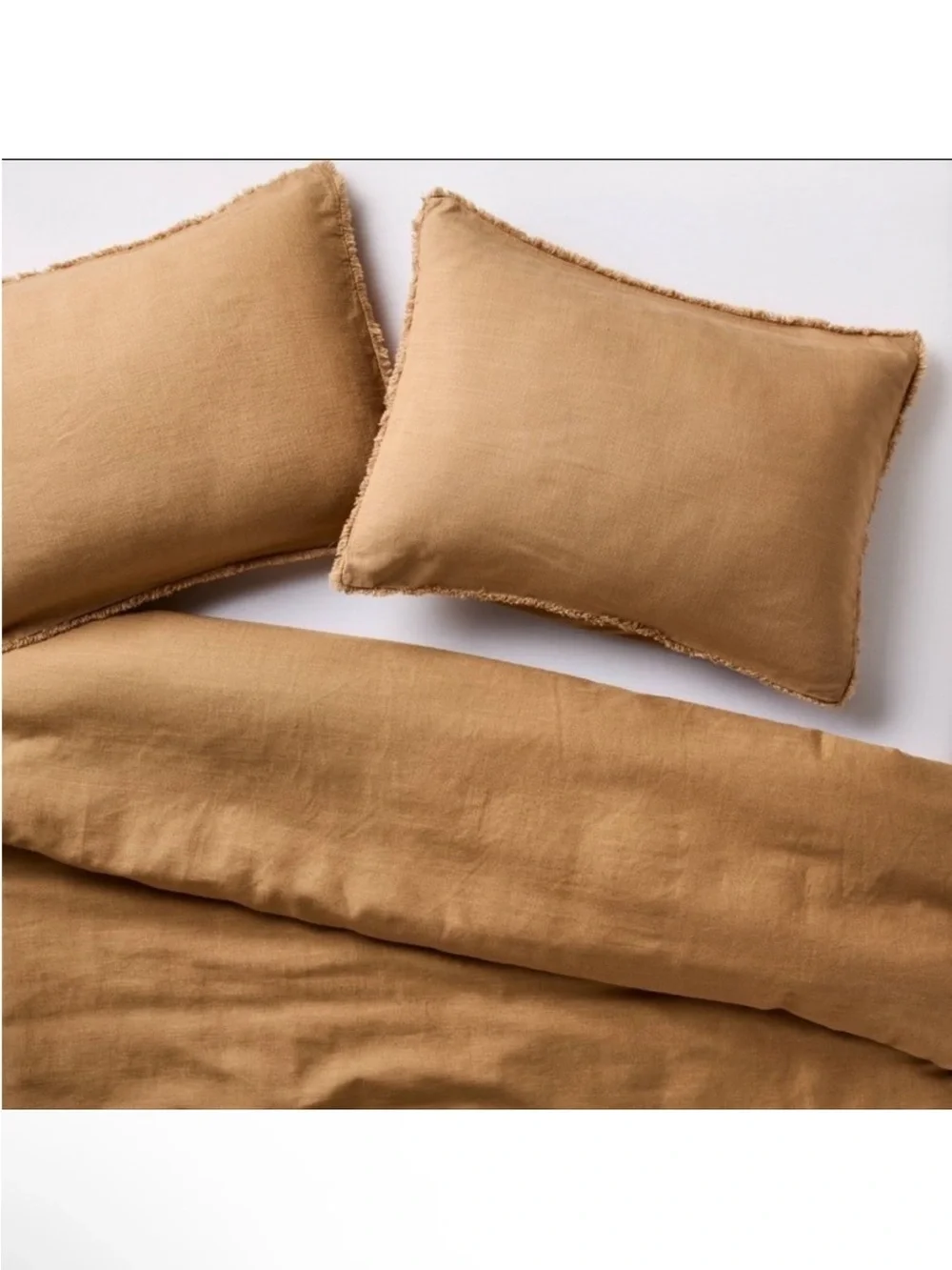 NWT Full/Queen Heavyweight Linen Blend Comforter & Sham Set Warm Brown Casaluna